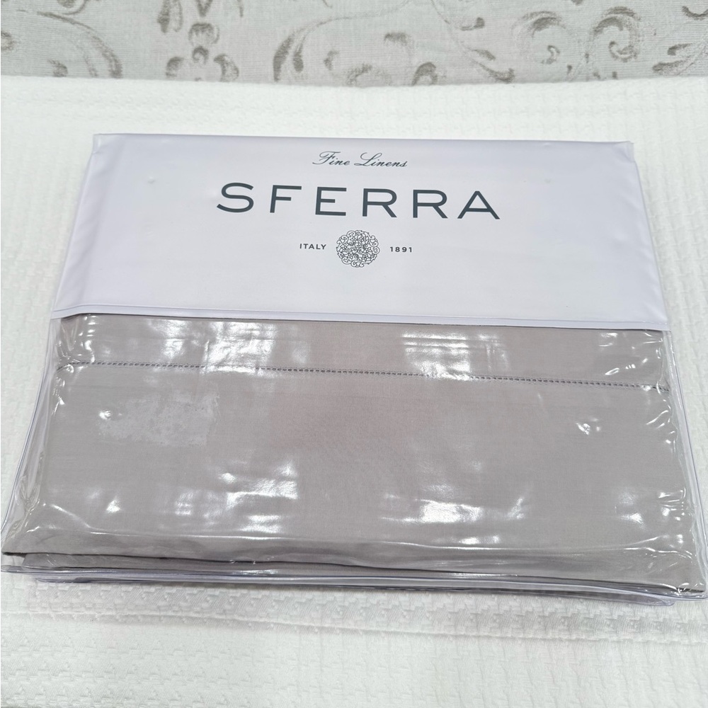 SFERRA LEONARDO PERCALE 4-PIECE CAL-KING SHEET SET IN TIN GREY MADE IN ITALY
